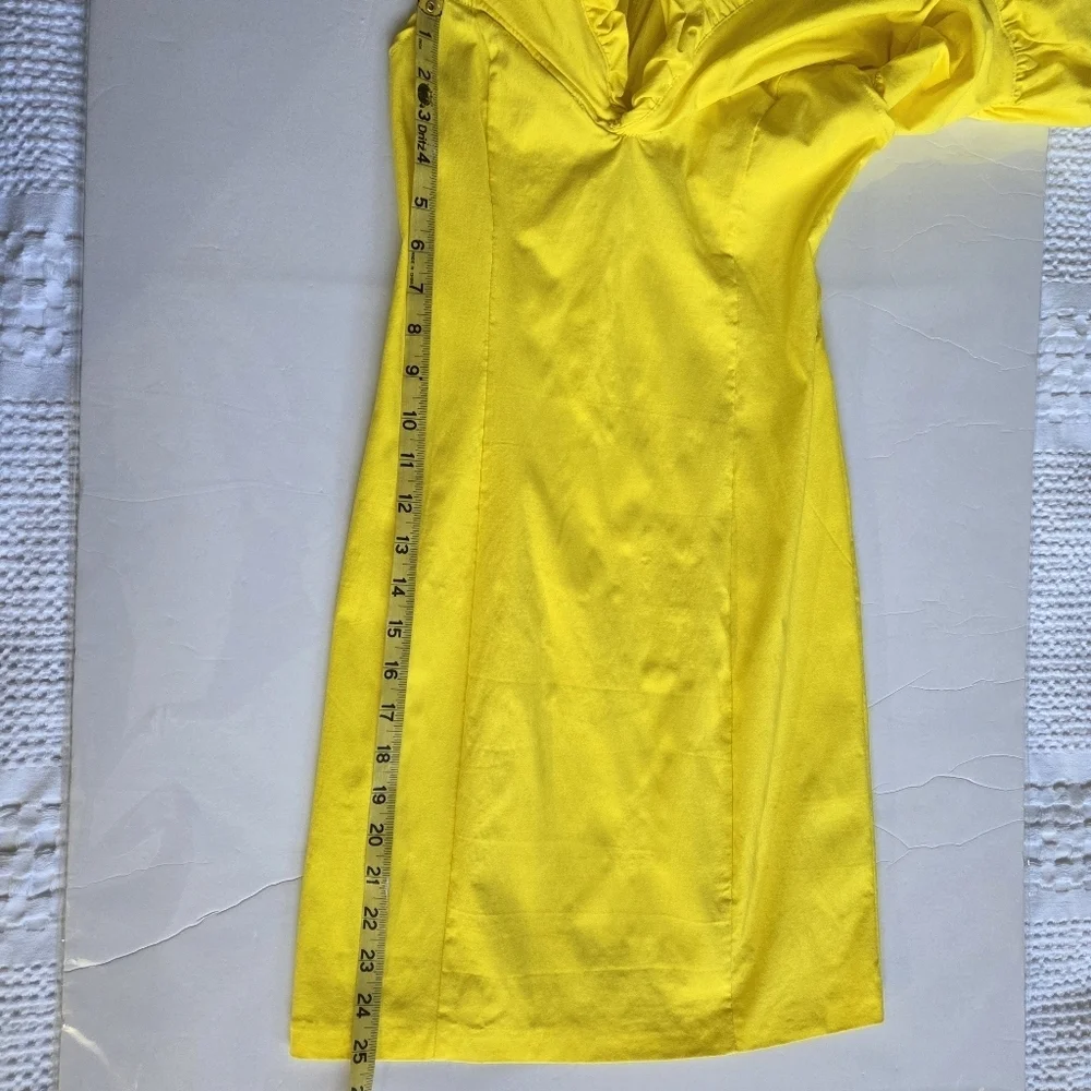 ZARA Womens Yellow Off Shoulder Balloon Collar Mini - Picture 6 of 8
